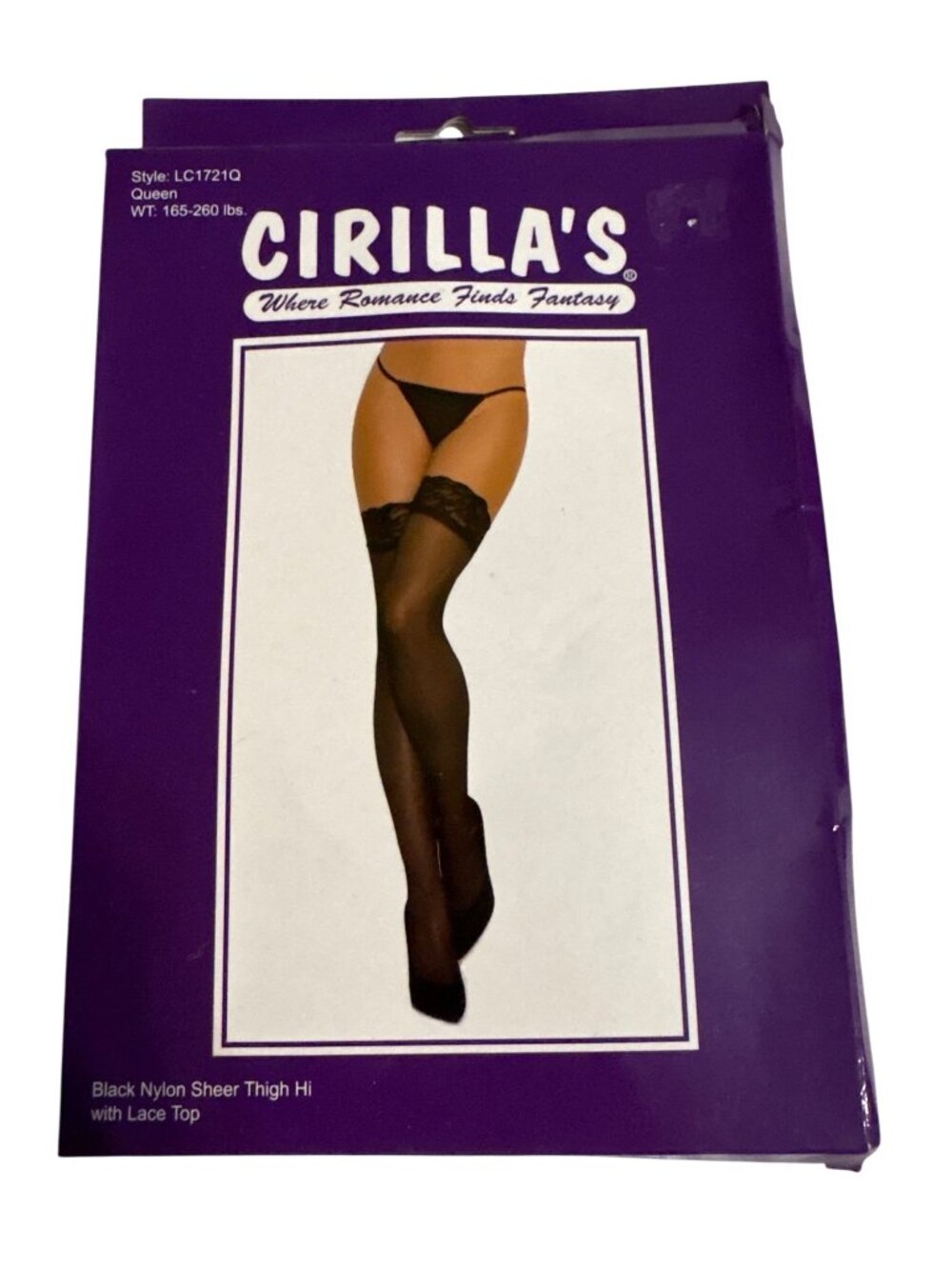 Queen Size Black Nylon Sheer Thigh High With Lace Top Cosplay